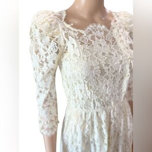 1980's Cachet by Bari Protas ivory lace Totally 80s Prom Wedding Cocktail Dress
